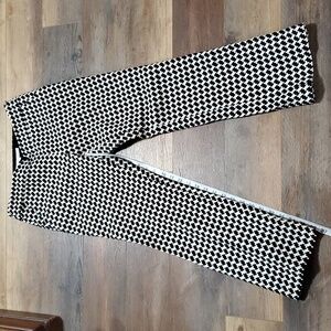 Trina turk cotton lined houndstooth black cream textured crop pants